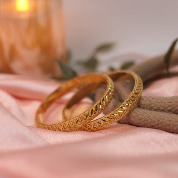Handcrafted 18K Fancy Gold Bangles | Melting Finish | Premium Women’s Jewelry