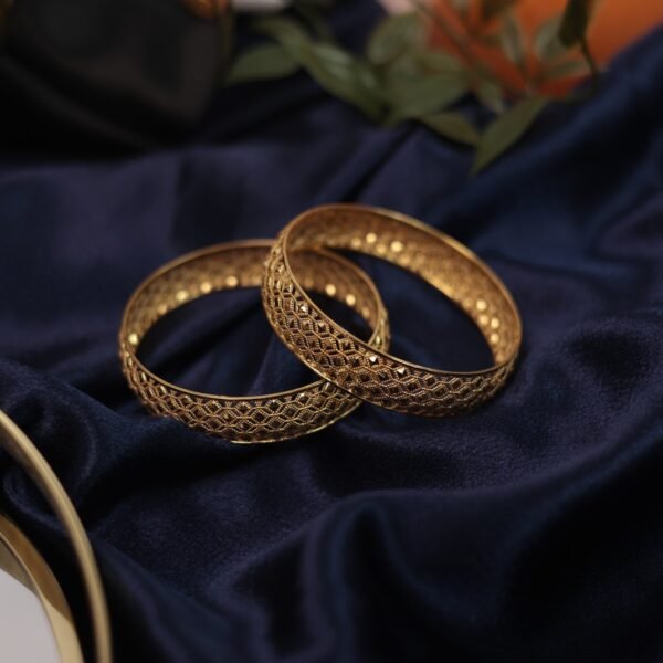 18K Fancy Melting Gold Bangles for Women | Designer Handcrafted Gold Kada | Elegant Traditional Jewelry