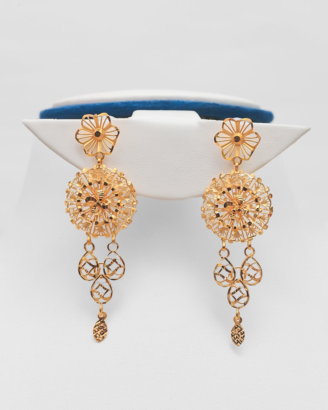 Fancy 18K Melting Gold Long Necklace & Earrings Set | Handcrafted Designer Bridal Jewelry - Image 5